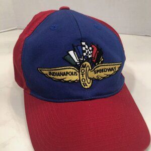 Vintage Indianapolis Motor Speedway Cap Hat Red Blue Adjustable Racing